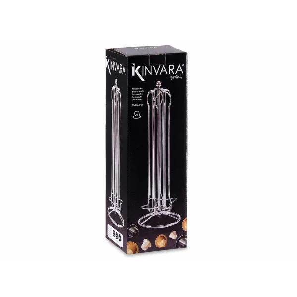 Statīvs 36 Kafijas Kapsulām Kinvara Nespresso Sudrabains Sudrabs Metāls 13 x 39 x 13 cm Pagriežams 36 Daudzums