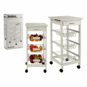 Daržovių vežimėlis Kinvara Balta Metalinis pušis Plytelė 37 x 76 x 37 cm 3 pakopų stendas