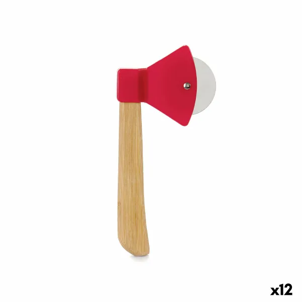 Pizza Cutter Kinvara Brown Red Bamboo Stainless steel polypropylene 21,7 x 2 x 10 cm 14 x 29 x 2,5 cm Axe (12 Units)