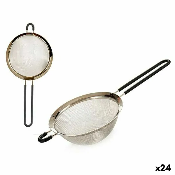 Strainer Kinvara Black Grey Silicone Stainless steel Ø 12 cm 27 x 4,5 x 12 cm 12 x 24 x 4,5 cm (24 Units)