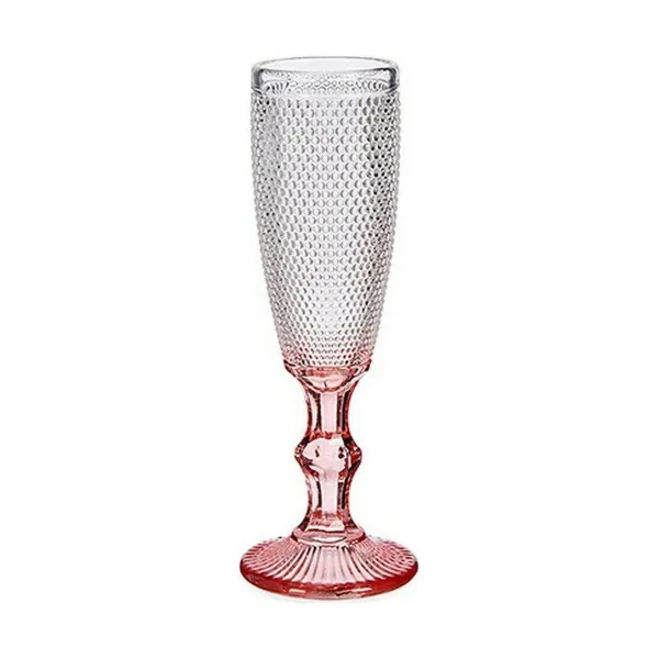 Champagne glass Vivalto Pink Transparent Glass 180 ml (6 Units)