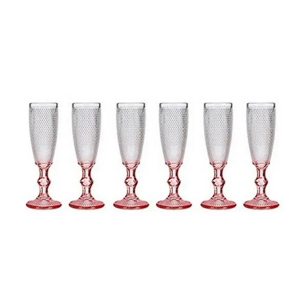 Champagne glass Vivalto Pink Transparent Glass 180 ml (6 Units)