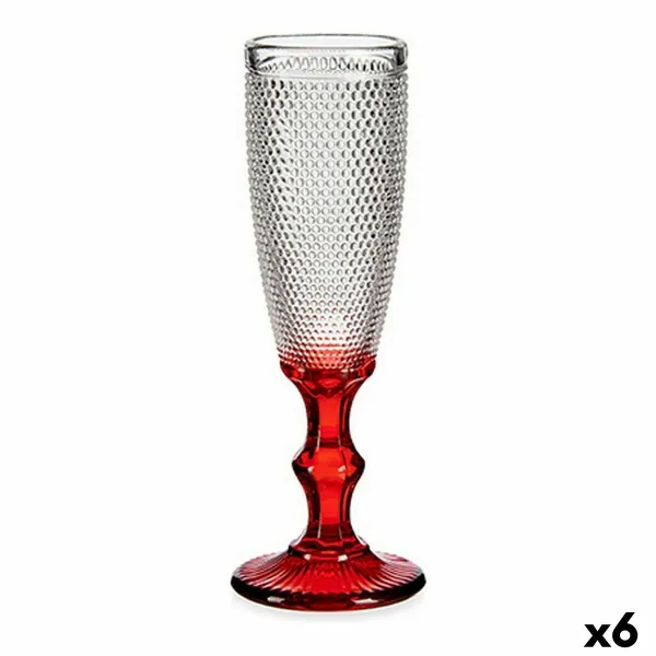 Бокал для шампанского Vivalto Красный Прозрачный Cтекло 180 ml Очки (6 штук)