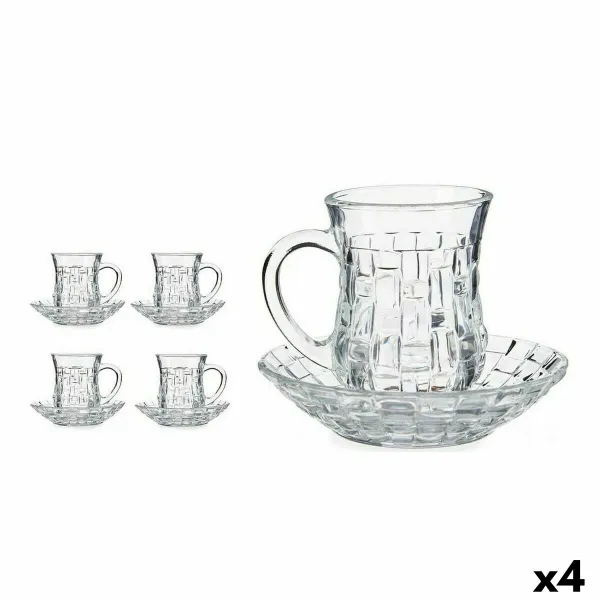 Puodelių su lėkštutėmis rinkinys Vivalto Skaidrus stiklas 125 ml (4 vnt.)