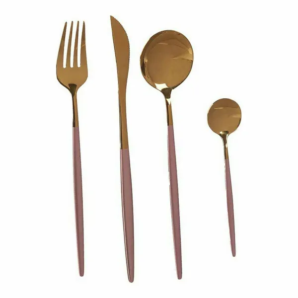 Cutlery Set Kinvara Pink Golden Stainless steel 16 x 5 x 24,5 cm (12 Units)