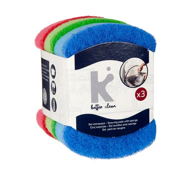 Set of scourers Multicolour Polyurethane Abrasive fibre 7 X 10 X 2,5 cm (20 Units)