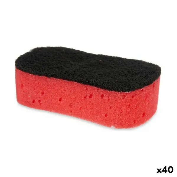 Valiklis Juoda Raudona Poliuretanas Porolonas Abrazyvinis pluoštas 7,3 x 4 x 12,3 cm (40 vnt.)
