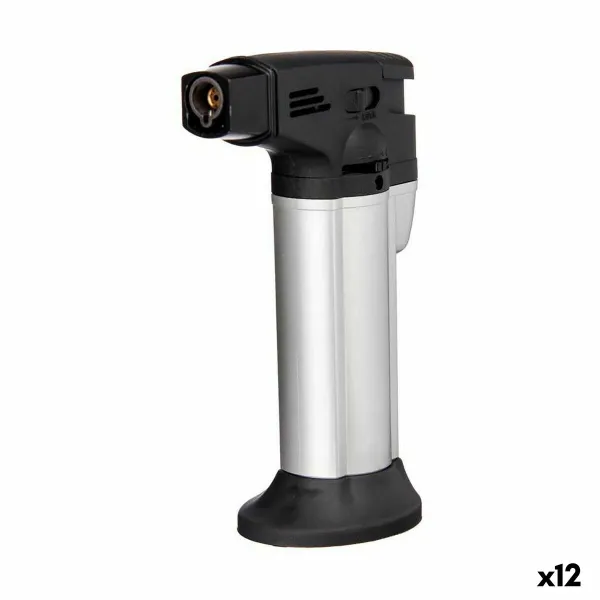 Kitchen Blowtorch Kinvara Black Silver 7,2 x 11 x 4 cm (12 Units)