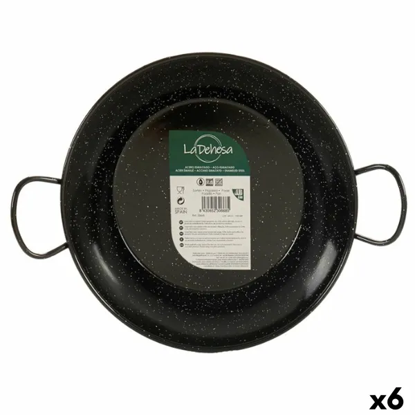 Paella Pan La Dehesa Black Enamelled Steel Ø 24 cm 30,5 x 9 x 25 cm 25 x 9 x 30,5 cm (6 Units)