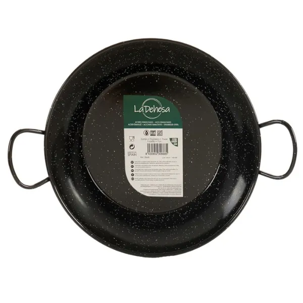 Paella Pan La Dehesa Black Enamelled Steel Ø 24 cm 30,5 x 9 x 25 cm 25 x 9 x 30,5 cm (6 Units)