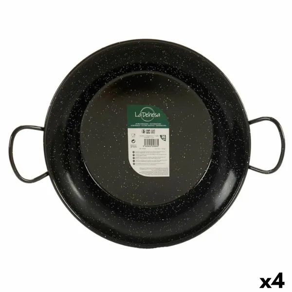 Paellapannu La Dehesa Musta Emaloitu teräs Ø 36 cm 48 x 13 x 8 cm 48 x 9,5 x 36 cm (4 osaa)