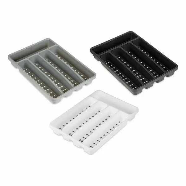 Органайзер для столовых приборов Kinvara Белый Чёрный Серый Резиновый полипропилен TPR 22,5 x 4,5 x 32 cm (24 штук)