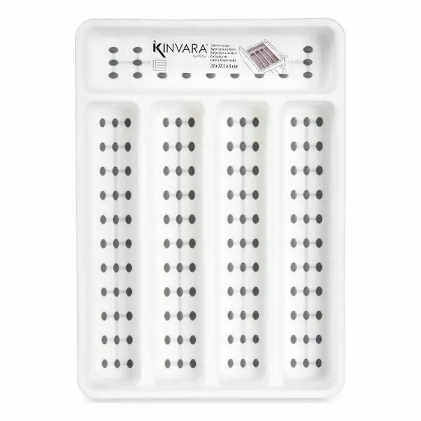 Ruokailuvälinejärjestelijä Kinvara Valkoinen Musta Harmaa Luonnonkumi polypropeeni TPR 22,5 x 4,5 x 32 cm (24 osaa)