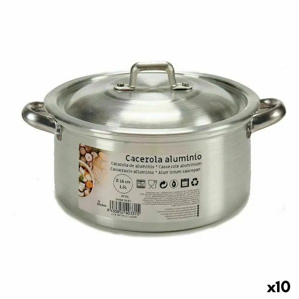 Puodas su dangčiu Kinvara Sidabras 1,5 L 18 x 10 x 23,5 cm 23,5 x 10 x 18 cm (10 vnt.)