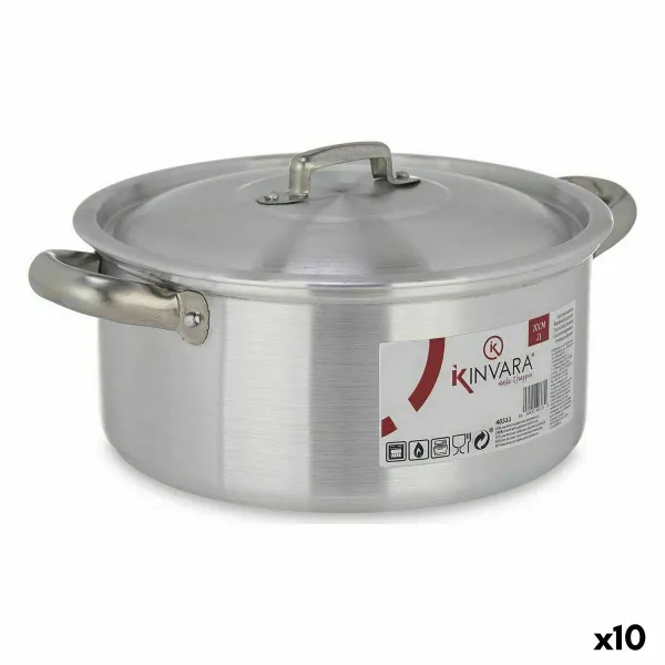 Casserole with lid Kinvara Silver 3 L 28 x 12,5 x 22 cm (10 Units)