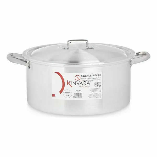 Casserole with lid Kinvara Silver 12,5 L 44 x 19 x 35 cm (3 Units)