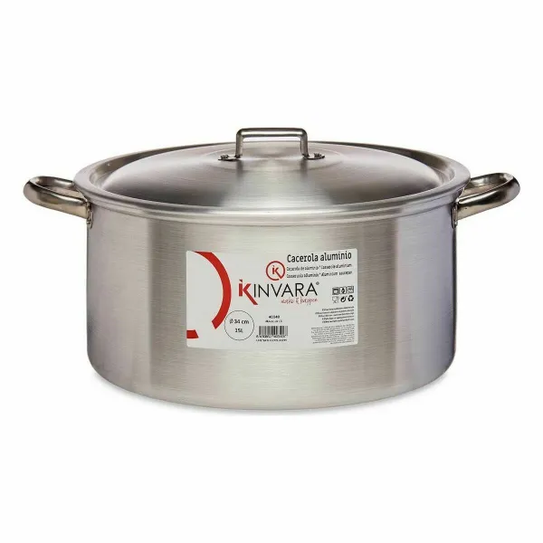 Кастрюля с крышкой Kinvara Серебристый 15 L 46 x 21 x 37 cm (3 штук)