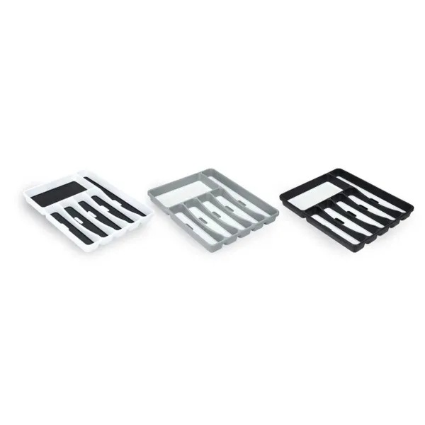 Cutlery Organiser Kinvara White Black Grey Natural rubber polypropylene TPR 32,5 x 4,5 x 40,5 cm (12 Units)