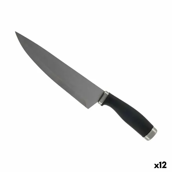 Kitchen Knife Kinvara Black Silver Stainless steel Plastic 5 x 2 x 33 cm 5 x 33 x 2,5 cm (12 Units)