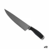 Kitchen Knife Kinvara Black Silver Stainless steel Plastic 5 x 2 x 33 cm 5 x 33 x 2,5 cm (12 Units)