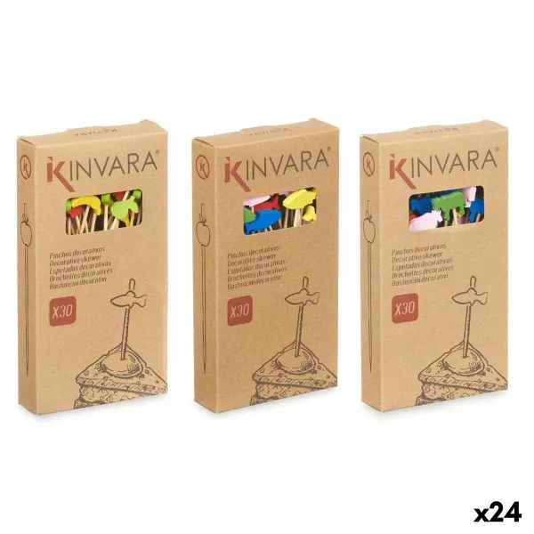 Набор шампуров для барбекю Kinvara Бамбук Шип украшенный (24 штук)