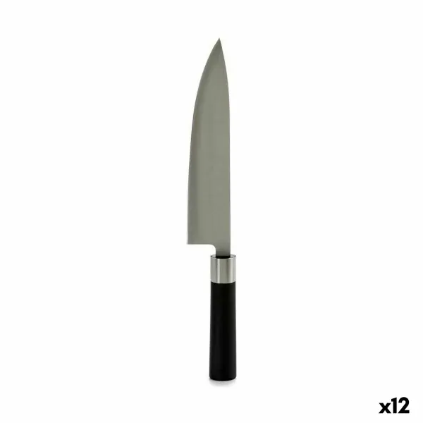 Virtuvės peilis Kinvara Juoda Sidabras Nerūdijantis plienas Plastmasinis 5 x 33,5 x 2,3 cm 33,5 x 2 x 5 cm (12 vnt.)
