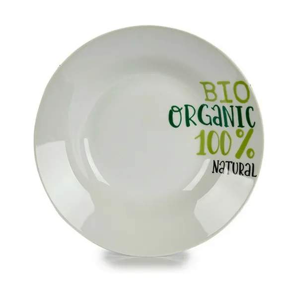 Deep Plate Organic White Green Porcelain Printed Ø 20,6 cm 20,5 x 4 x 20,5 cm (10 Units)