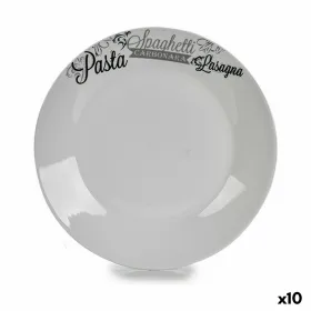 Plakans trauks Balts Melns Porcelāns Iespiests Pasta Ø 24,4 cm 24 x 2,6 x 24 cm (10 gb.)