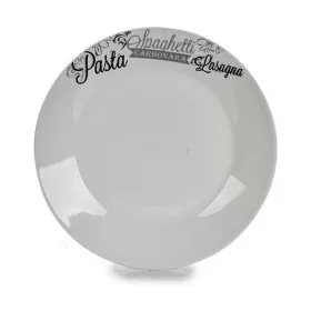 Plakans trauks Balts Melns Porcelāns Iespiests Pasta Ø 24,4 cm 24 x 2,6 x 24 cm (10 gb.)