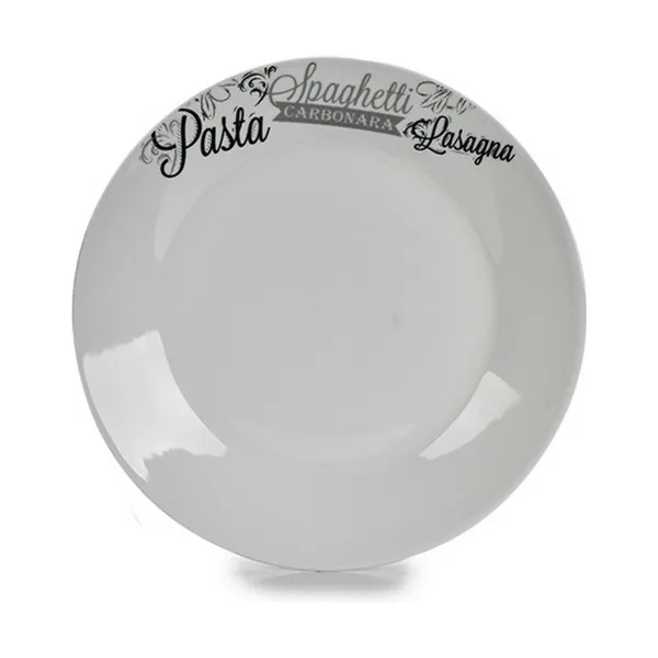 Plakans trauks Balts Melns Porcelāns Iespiests Pasta Ø 24,4 cm 24 x 2,6 x 24 cm (10 gb.)
