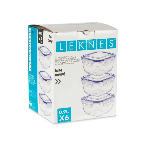 Eväsrasiasetti Leknes Sininen Läpinäkyvä polypropeeni Muovinen 900 ml Ilmatiivis (8 osaa)