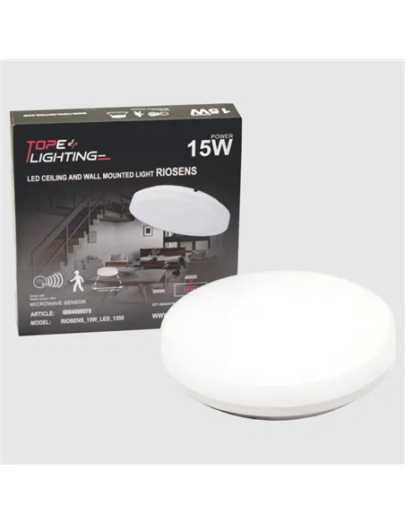 Wall-mounted ceiling LED luminaire with microwave sensor "RIOSENS" 15W