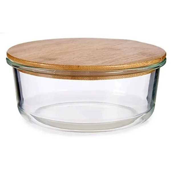 Round Lunch Box with Lid Vivalto Transparent Bamboo Borosilicate Glass (12 Units)