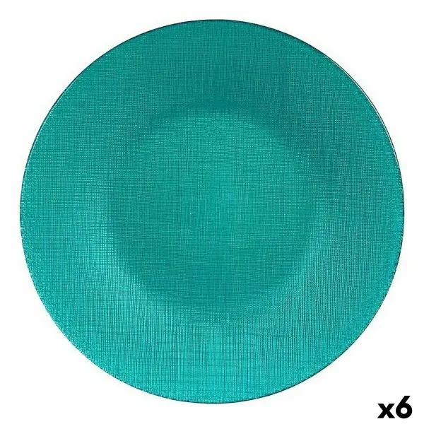 Flat Plate Vivalto Turquoise Glass 27,5 x 2 x 27,5 cm (6 Units)