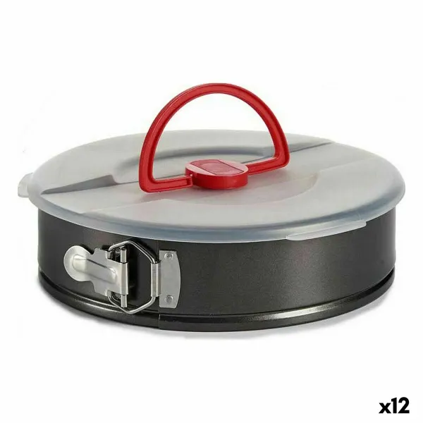 Garšvielu trauks Kinvara Melns Sarkans Caurspīdīgs Metāls polipropilēns Dzelzs 27 x 7 x 27 cm Ar vāku (12 gb.)