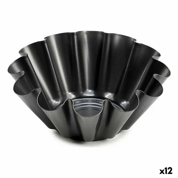Flan Mould Kinvara Dark grey Steel 23 x 8,2 x 23 cm 24 x 23 x 12 cm (12 Units)