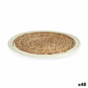Table Mat Gift Decor White Natural Natural Fibre 30 x 1 x 30 cm (48 Units)