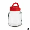 Stiklainis Vivalto Raudona Skaidrus 1,7 L Dangtis su rankena (6 vnt.)