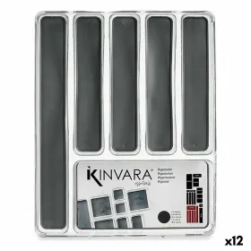 Органайзер для столовых приборов Kinvara Серый Прозрачный Силикон Пластик TPR Переработанный пластик 32,3 x 4,5 x 40 cm (12 штук
