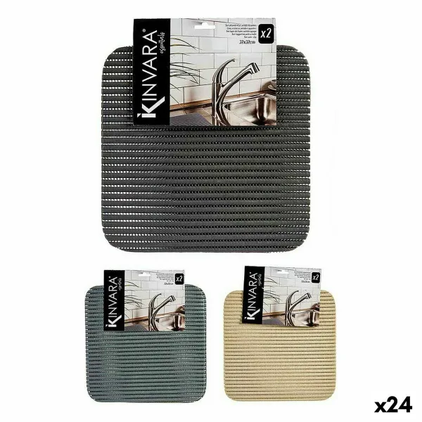 Нескользящий коврик Kinvara Белый Темно-серый Пластик 32 x 32 cm набор 2 Предметы (24 штук)