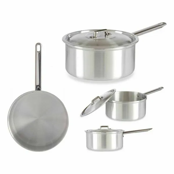 Saucepan with Lid Kinvara Silver Aluminium 3 L 22 x 12 x 38 cm 28 x 12 x 22 cm 37 x 12 x 22 cm (10 Units)