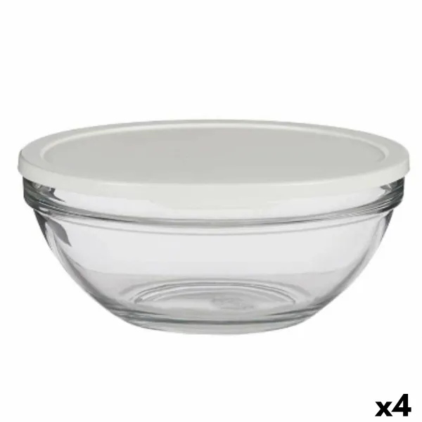 Круглая коробочка для завтраков с крышкой Pasabahce Chefs Белый 2,5 L (4 штук)