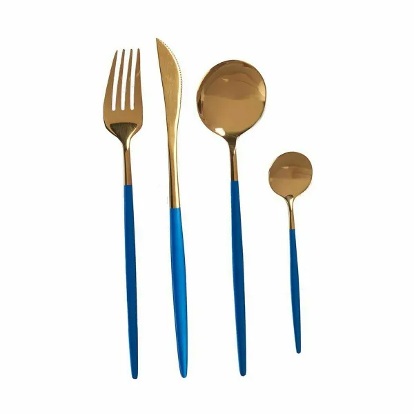 Galda Piederumu Komplekts Kinvara Zils Bronza Nerūsējošais tērauds (12 gb.)