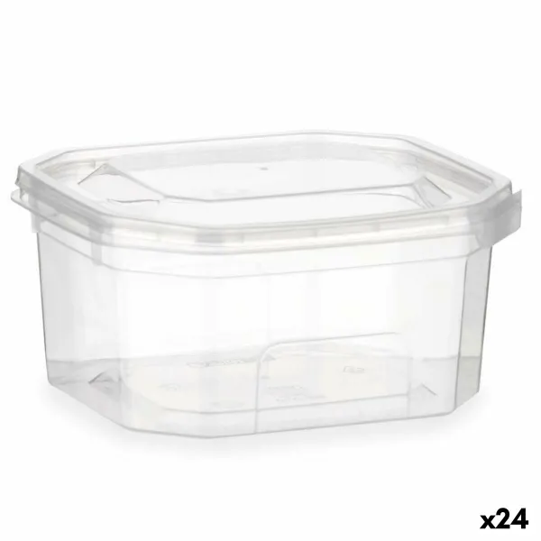 Taisnstūra Pusdienu kastīte ar Vāku Leknes Caurspīdīgs polipropilēns 370 ml (24 gb.)