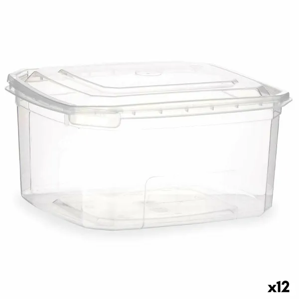 Taisnstūra Pusdienu kastīte ar Vāku Leknes Caurspīdīgs polipropilēns 1 L (12 gb.)