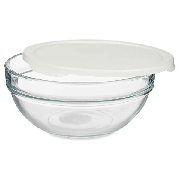 Round Lunch Box with Lid Pasabahce Chefs White 1,135 L (4 Units)