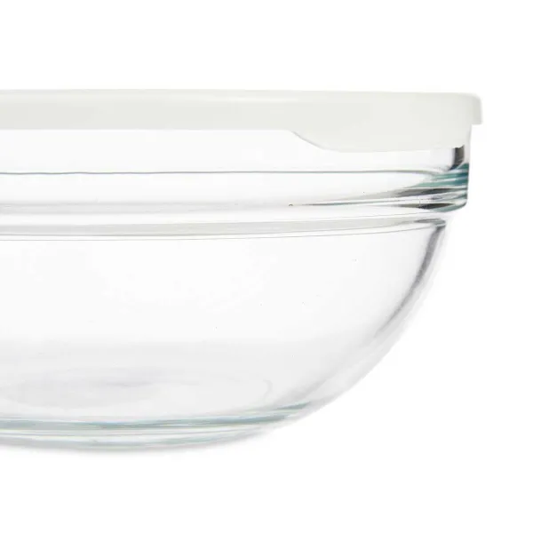 Round Lunch Box with Lid Pasabahce Chefs White 1,135 L (4 Units)