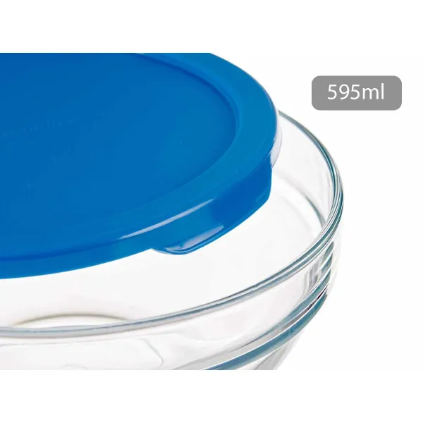 Круглая коробочка для завтраков с крышкой Pasabahce Chefs Синий 595 ml (6 штук)