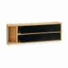 Paper dispenser Kinvara Black Natural Bamboo Stainless steel 40 x 7 x 13 cm Double (8 Units)