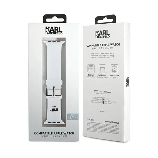 Karl Lagerfeld 3D Rubber Choupette Head NFT - Strap for Apple Watch 42/44/45/49 mm (white)